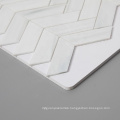 White Chevron Stained Glass Backsplash Mosaic Tile